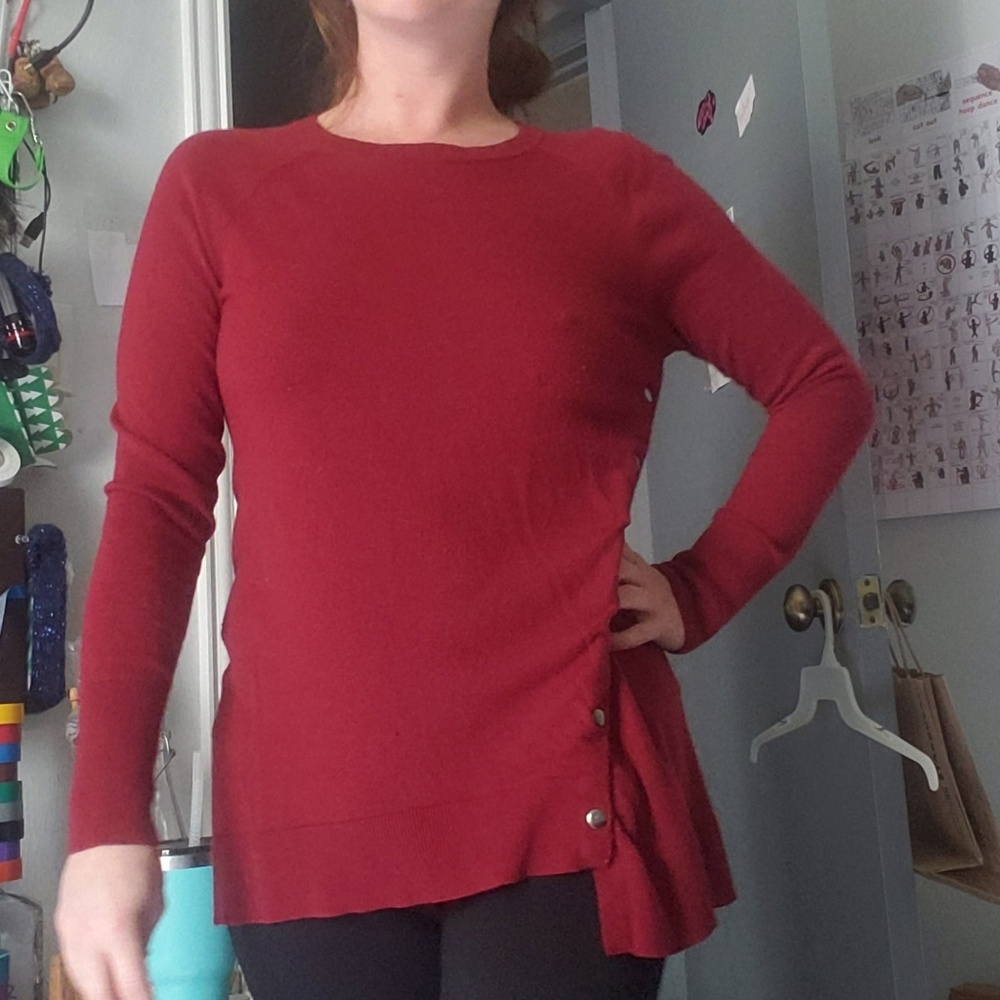 Long red sweater